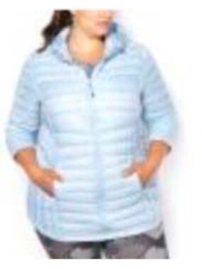 DOWN & FEATHER JACKET, CASHMERE BLUE, SIZE 5X, PACKABLE, FOR COLDER DAYS, WIND &